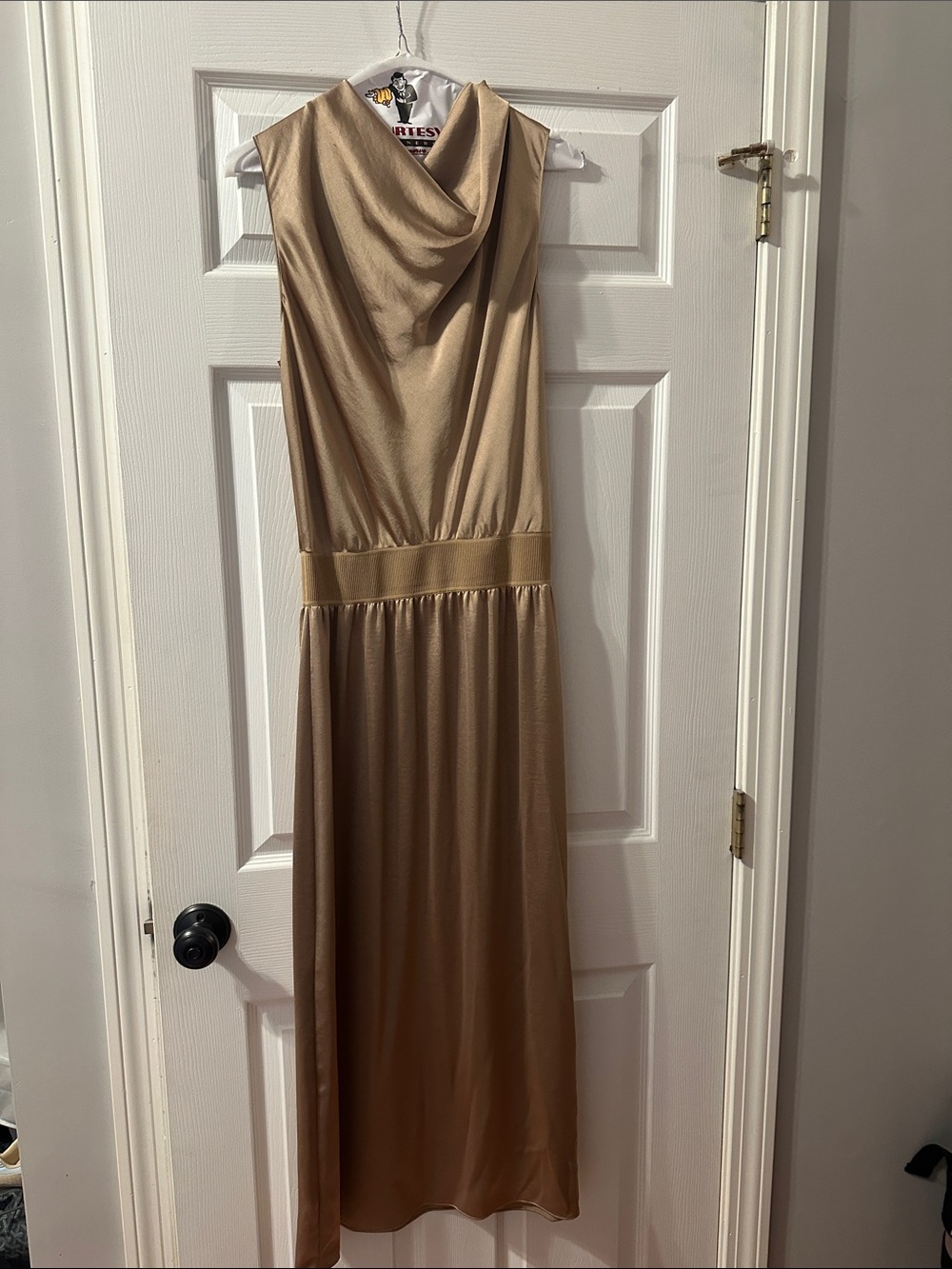 Theory Sleeveless Cowl-Neck Maxi Dress in Gold